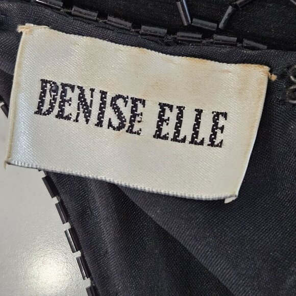 Vintage Denise Elle Black Silk Blouse Peacock Sequins Bling Holidays Party Top - Picture 12 of 12